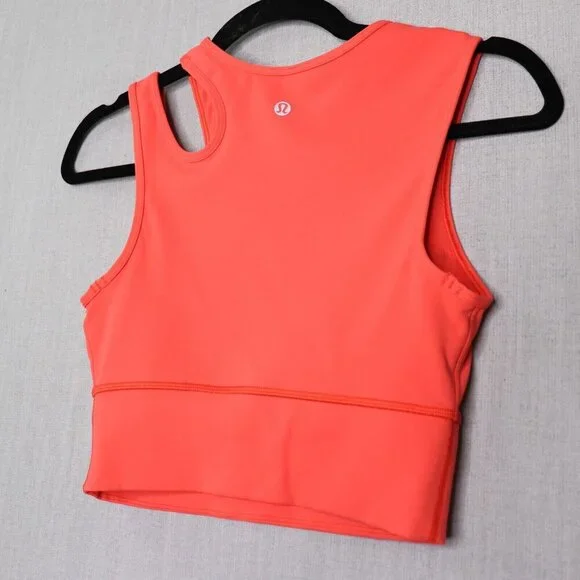 LULULEMON Mastered Motion Long Line Tank Top Size 4 Coral Red *No Removable Pads - Picture 10 of 12